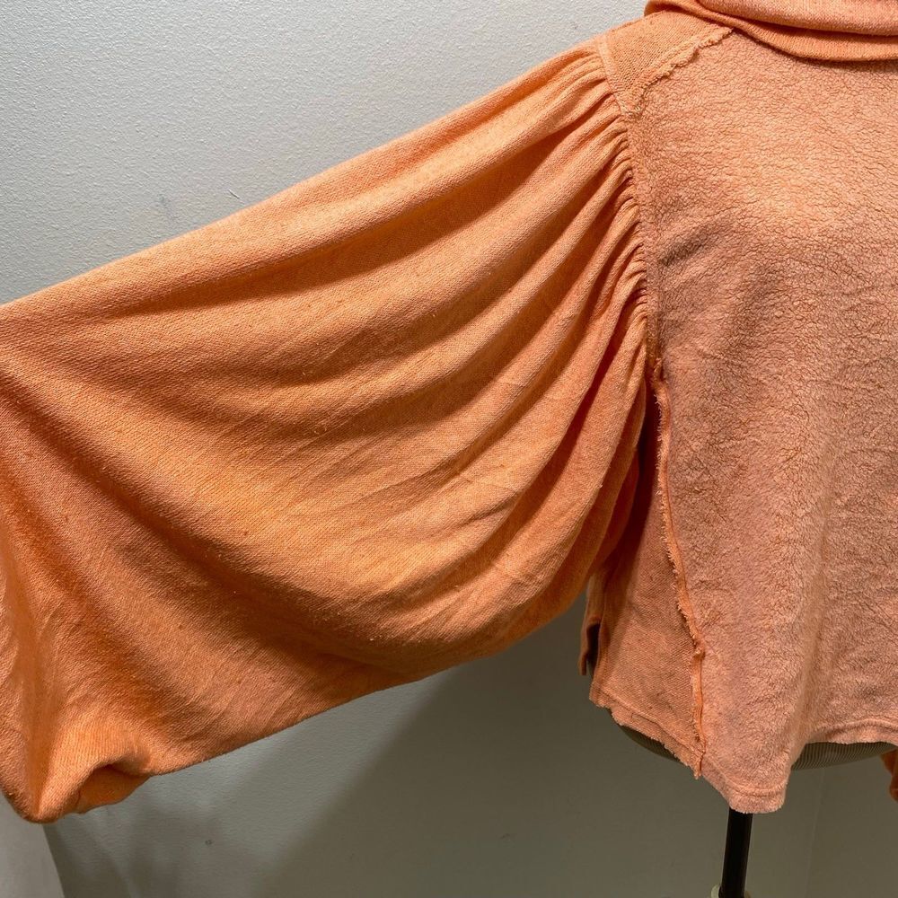 Free People Cloud Control Pullover Textured Balloon Sleeve Orange Medium - Picture 2 of 8